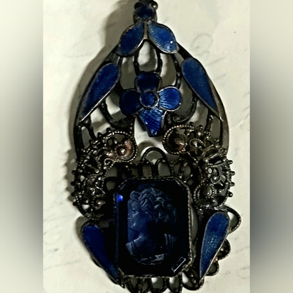 Rare 1800's Nouveau Art Piece w/Natural Patina/Cooper with Brilliant Blue